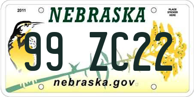 NE license plate 99ZC22