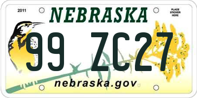 NE license plate 99ZC27