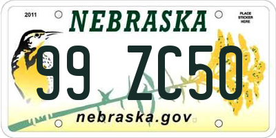NE license plate 99ZC50