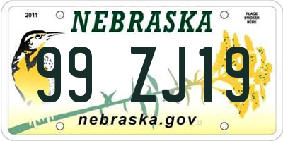 NE license plate 99ZJ19