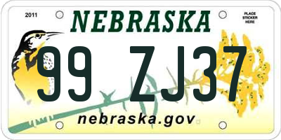 NE license plate 99ZJ37