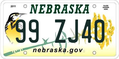 NE license plate 99ZJ40