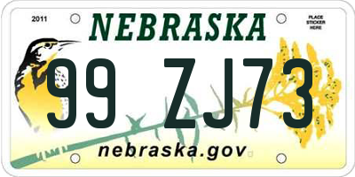 NE license plate 99ZJ73