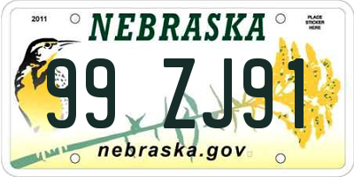 NE license plate 99ZJ91