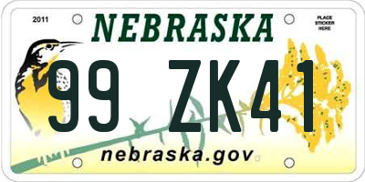 NE license plate 99ZK41