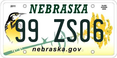 NE license plate 99ZS06
