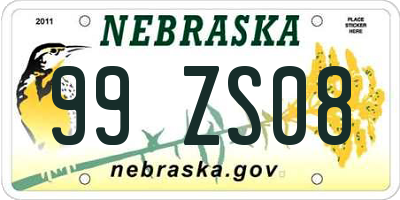 NE license plate 99ZS08