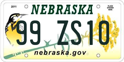 NE license plate 99ZS10