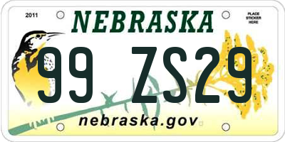NE license plate 99ZS29