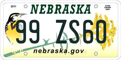 NE license plate 99ZS60