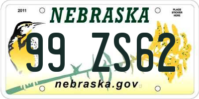 NE license plate 99ZS62