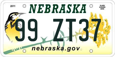 NE license plate 99ZT37