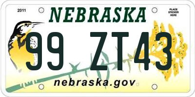 NE license plate 99ZT43
