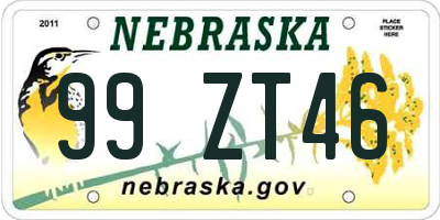 NE license plate 99ZT46