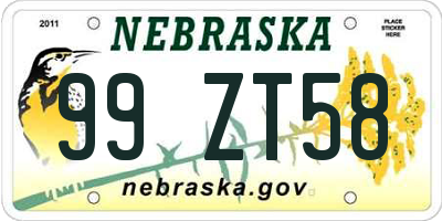 NE license plate 99ZT58