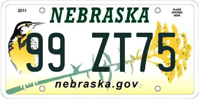 NE license plate 99ZT75