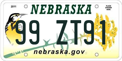 NE license plate 99ZT91