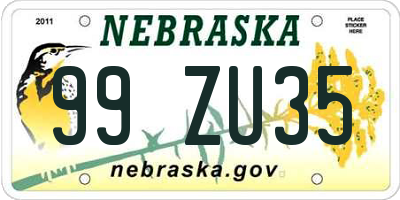 NE license plate 99ZU35