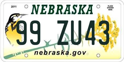 NE license plate 99ZU43