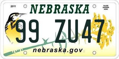 NE license plate 99ZU47