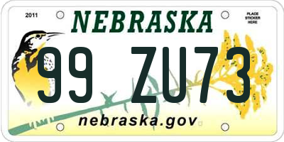 NE license plate 99ZU73
