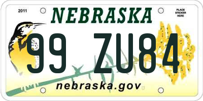 NE license plate 99ZU84