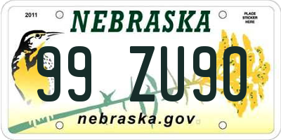 NE license plate 99ZU90
