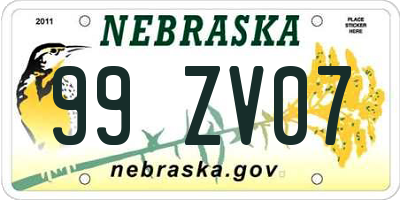 NE license plate 99ZV07
