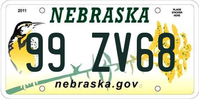 NE license plate 99ZV68