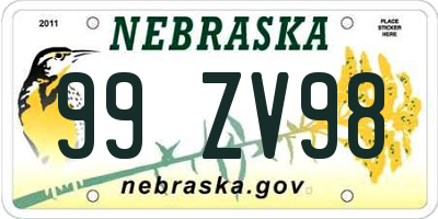 NE license plate 99ZV98