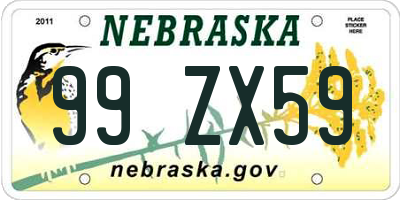 NE license plate 99ZX59