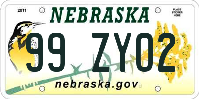 NE license plate 99ZY02