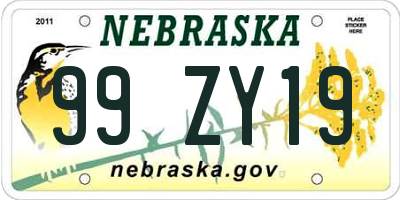 NE license plate 99ZY19