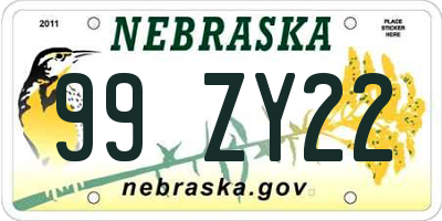 NE license plate 99ZY22