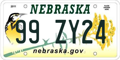 NE license plate 99ZY24