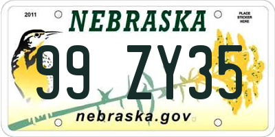 NE license plate 99ZY35