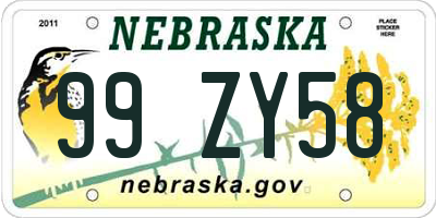 NE license plate 99ZY58