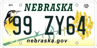NE license plate 99ZY64