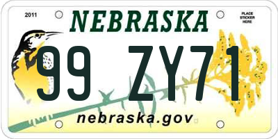 NE license plate 99ZY71
