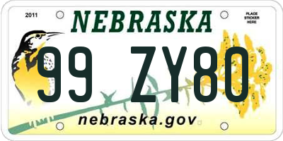 NE license plate 99ZY80
