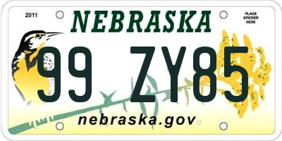 NE license plate 99ZY85