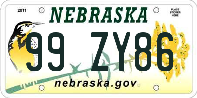 NE license plate 99ZY86