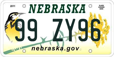NE license plate 99ZY96