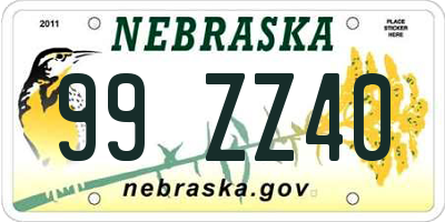 NE license plate 99ZZ40