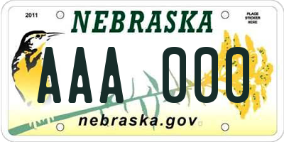 NE license plate AAA000