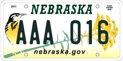 NE license plate AAA016