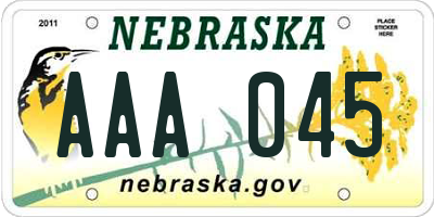 NE license plate AAA045