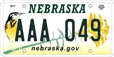 NE license plate AAA049