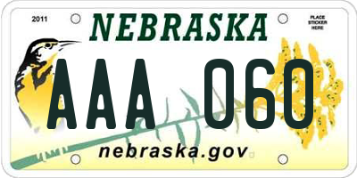 NE license plate AAA060