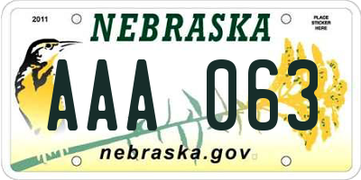 NE license plate AAA063